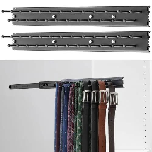 2 Piece 13.8 in Sliding Tie Rack Hangers, Black