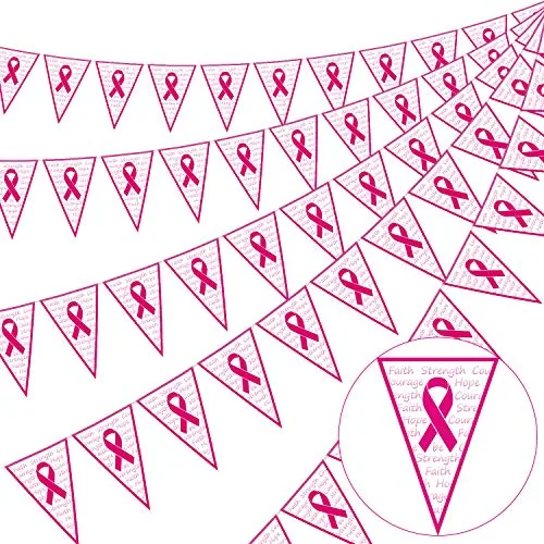 Breast Cancer Awareness Banner 49 ft Pink Ribbon Pennant