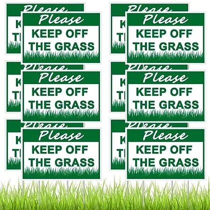 12 Piece Please Keep Off Grass Sign, Green
