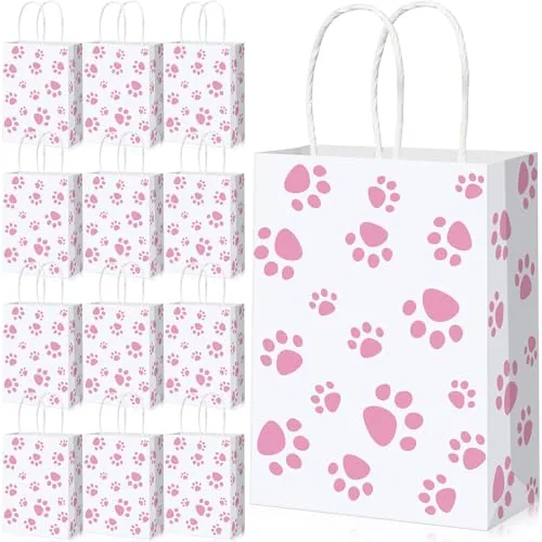 20 Piece Puppy Dog Paw Gift Bags, White