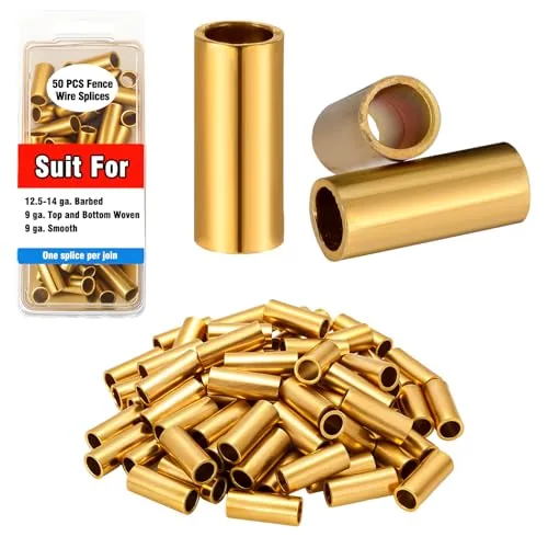 50 Piece Barb Wire Crimpers Fence Wires Splice, Gold