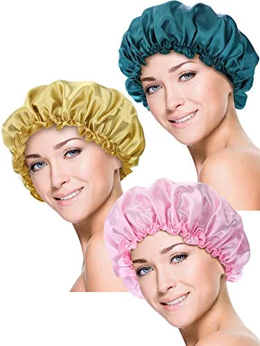 3 Piece Large Satin Silk Bonnet, Gold