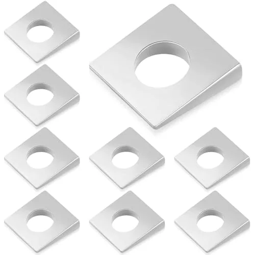 10 Piece 1/2 in Square Beveled Washer, Silver