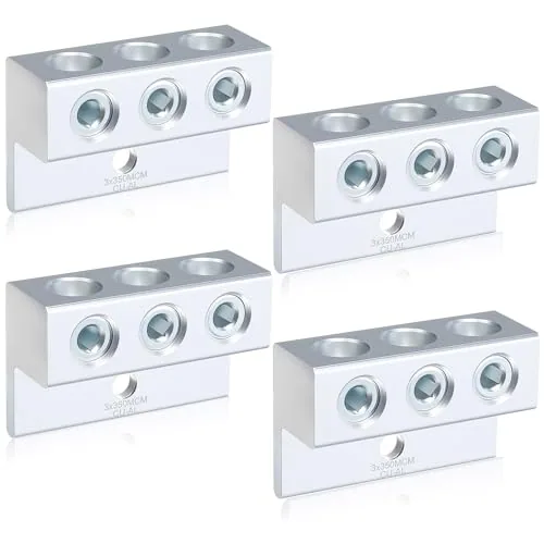 4 Piece Dual Aluminum Ground Lug Dual Rated Double Wire Splice, Silver