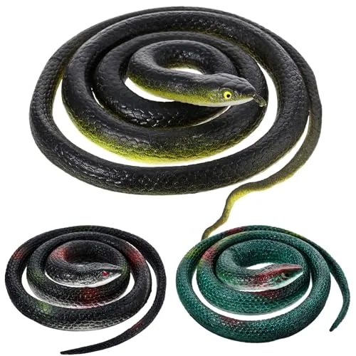 3 Piece Rubber Snakes Realistic Large Fake Snake Toys