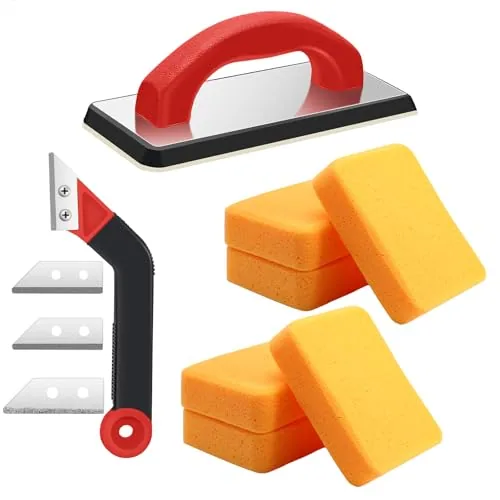 11 Piece Grout Float Sets Include 9.5 x 4 Inch Molded Rubber Grout, Red