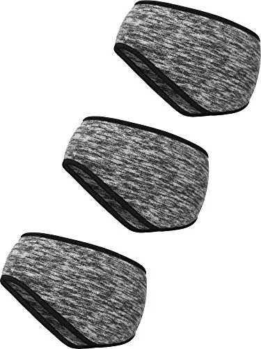 3 Piece Fleece Ear Warmers Muffs Headbands, Grey