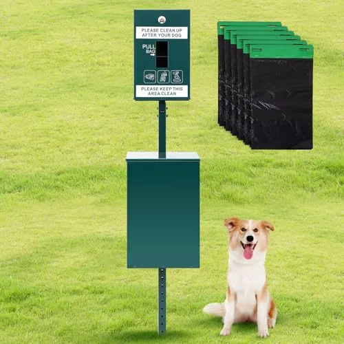 Dog Waste Station Outdoor Dog Waste Trash Can, Green
