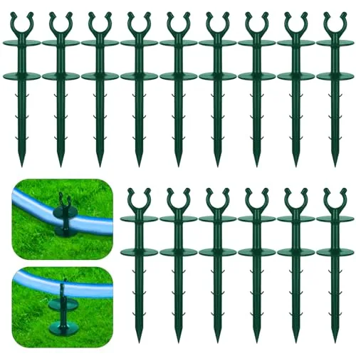 15 Piece 2 in 1 Garden Hose Guide, Green