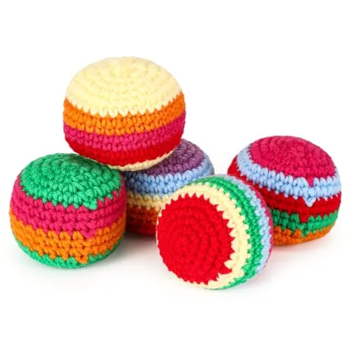 5 Piece Crochet Footbags Soft Knitted Foot Bags
