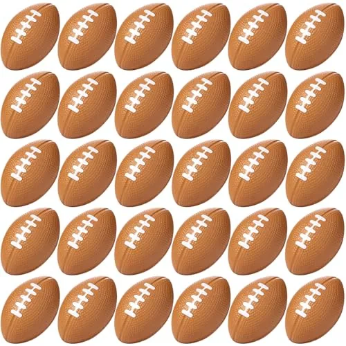 30 Piece Mini Footballs Foam Stress Ball Bulk 2.17 in, Brown
