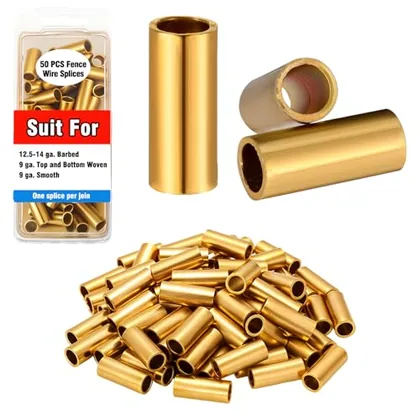 50 Piece Barb Wire Crimpers Fence Wires Splice, Gold