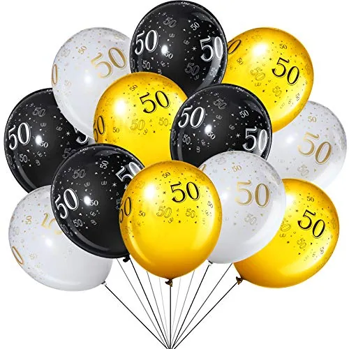 45 Piece 50th Birthday Balloons, White