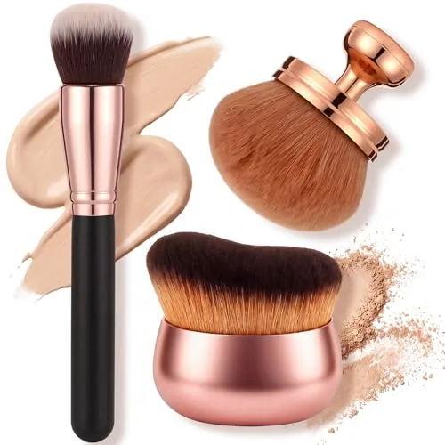 3 Piece Self Tanner Brush Set Face Body Makeup Brush, Pink