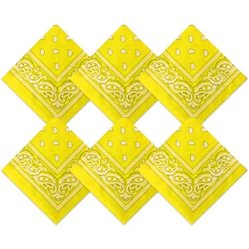6 Piece Neon Color Cowboy Bandana, Yellow