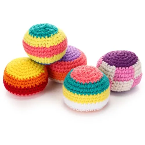 5 Piece Crochet Footbags Soft Knitted Foot Bags