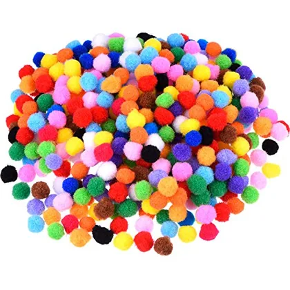 500 Piece 0.5 Inch Polypropylene Pompoms, Multicolour