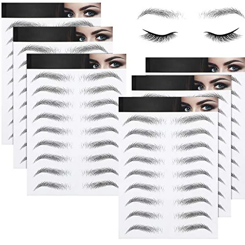 6 Sheets 4D Eyebrow Tattoos Stickers Waterproof, Black