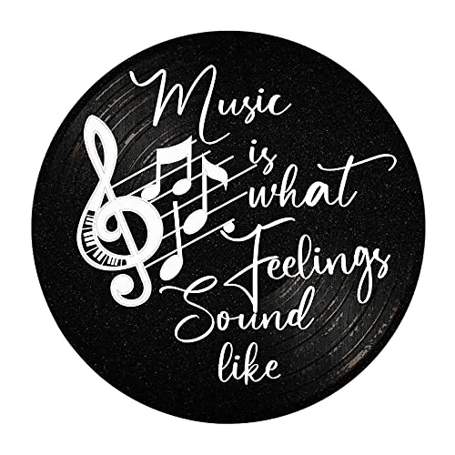 Music Is What Feelings Sound Like Wooden Vinyl Records, Black