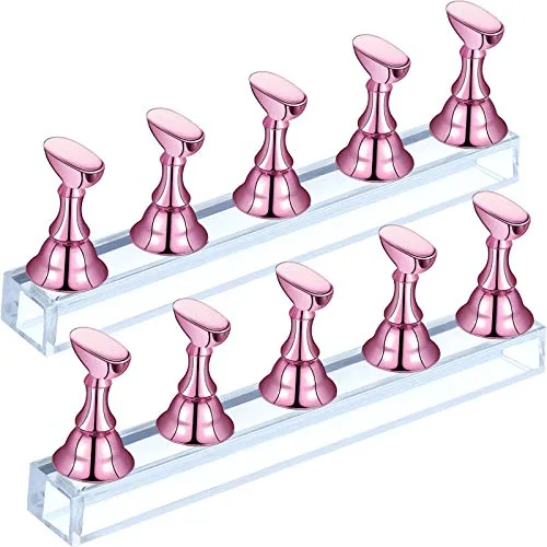 2 Piece Magnetic Nail Stand Holder Press on Nails, Pink