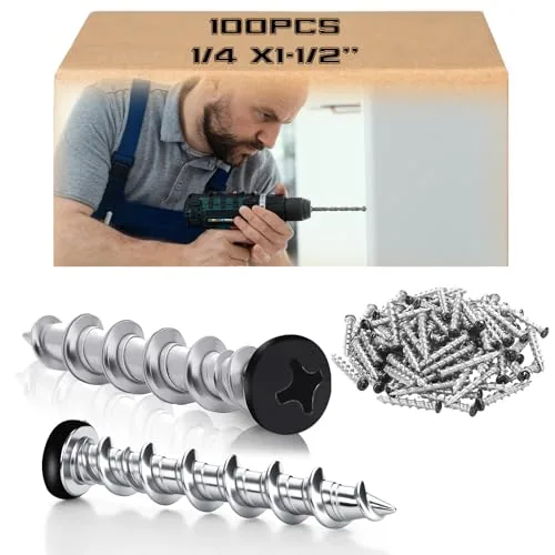 100 Piece Drywall Anchors 1/4 X 1-1/2 Inch Black Self Drilling