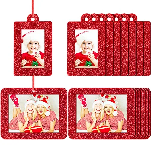 36 Piece Christmas Red Picture Frame Ornaments Felt Hanging Photo