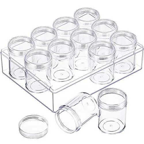 12 Piece Bead Organizer Small Bead Storage Containers Set Plastic, Clear
