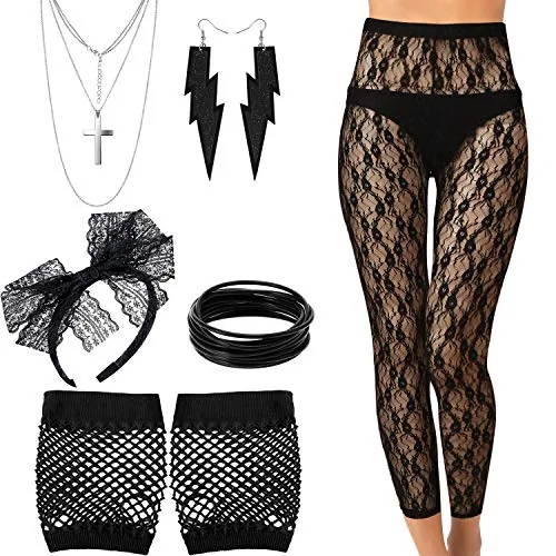 Women's 80s Costume Accessories Lace Legging Fishnet, Black