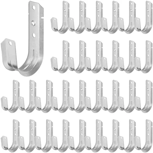30 Piece 2 Inch Cable Support Galvanized Steel J Hooks, Silver