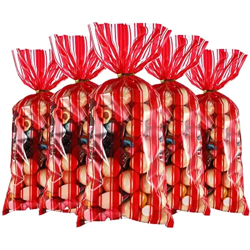 100 Piece Plastic Carnival Circus Party Treat Bags, Red