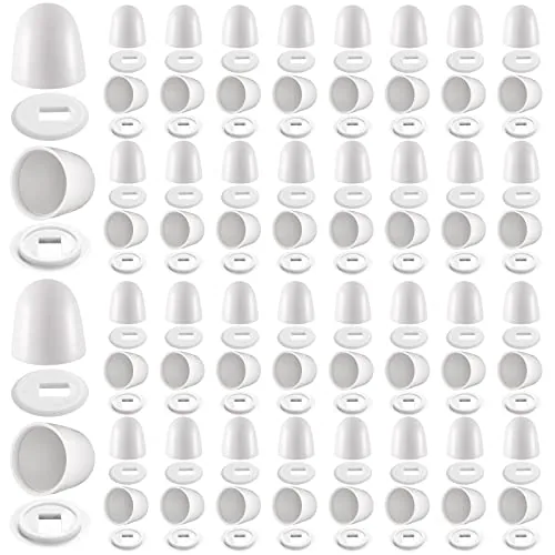 64 Piece Universal Toilet Bolt Caps Plastic Round Push on Toilet, White