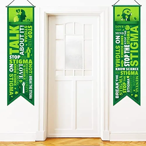 2 Piece Mental Health Awareness Decorations Green Ribbon