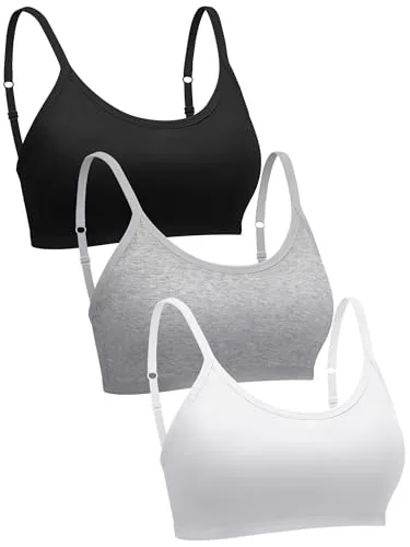 3 Piece Mini Camisole Bra Wireless Padded Bra Bralette, White