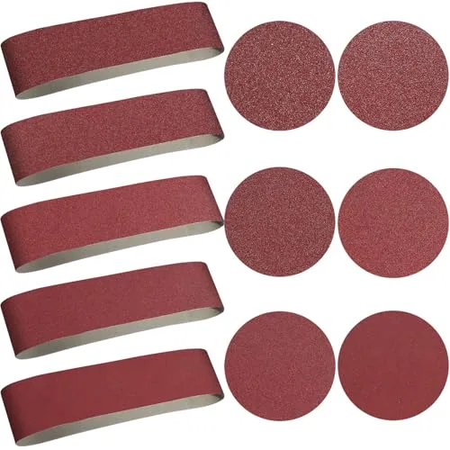 44 Piece 4 x 36 in Sanding Belts and 6 in Self-Adhesive Discs Set