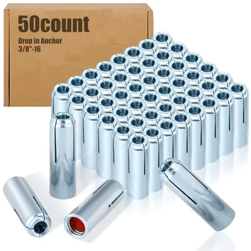 50 Piece 3/8 in-16 Drop in Anchor Stainless Steel Concrete Anchors, Silver