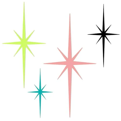 4 Piece Starburst Shaped Wall Decor Mid Century Modern Art