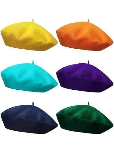 6 Piece Wool Beret French Style Winter Hat
