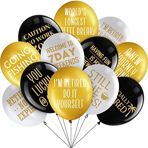 48 Piece 12 Inches Retirement Balloons Decoration Happy Retirement, Black