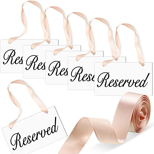 6 Piece Reserved Signs, White