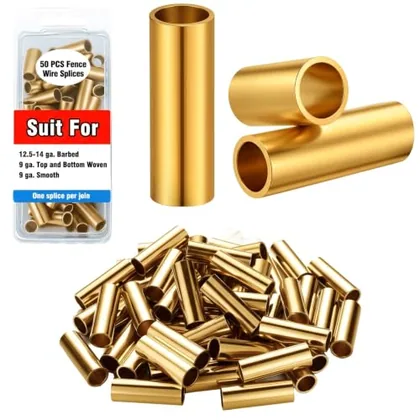 50 Piece Barb Wire Crimpers Fence Wires Splice, Gold