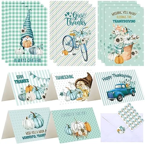 24 Piece Thanksgiving Greeting Cards, Multicolour