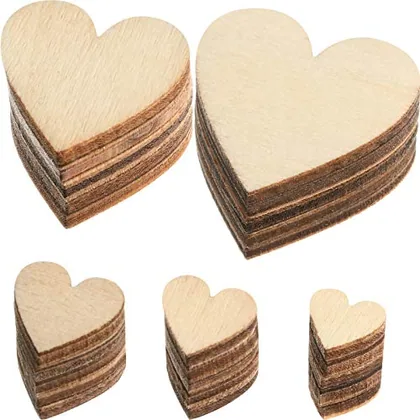 500 Piece Wood Heart Cutouts 0.3 inch/0.4 inch/0.5 inch/ 0.8 inch/1