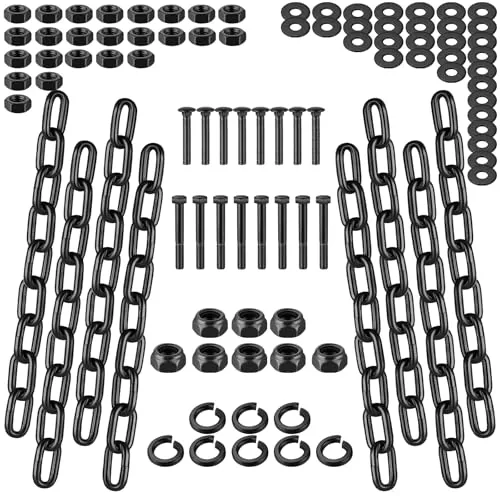 8 Piece Steel Gong Target Hanger Chain Kit, Black