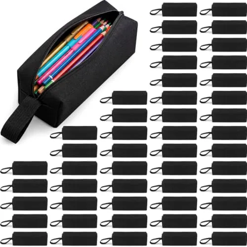 50 Piece Pencil Case Pouch Bulk, Black