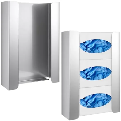2 Piece Glove Box Holder/Dispenser Stainless Steel Triple Wall
