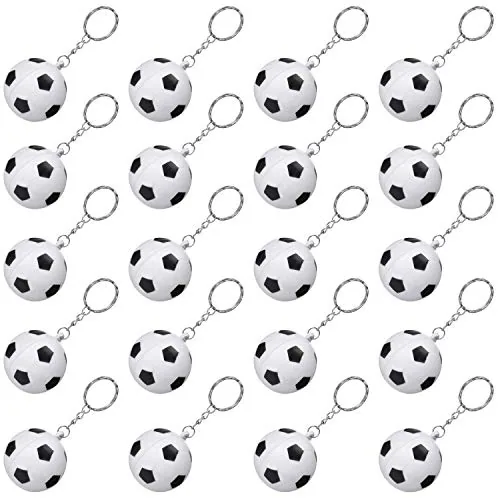 20 Piece Soccer Keychains Soccer Stress Ball Sports Ball Keychain, Multicolour