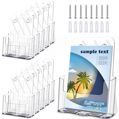 8 Piece 8.5 x 11 Inches Acrylic Brochure Holder, Clear