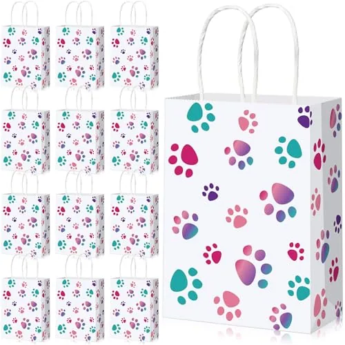 20 Piece Puppy Dog Paw Gift Bags, Pink