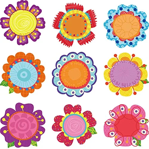81 Piece Flowers Cut-Outs Back to School Classroom Blooms, Pink