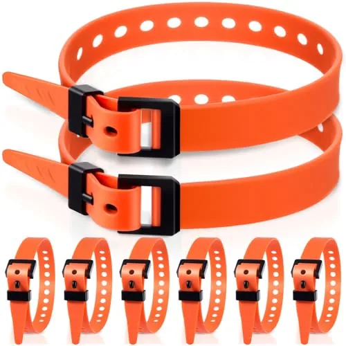 8 Piece Reusable Industrial Straps 16 in Length Reliable Tension, Orange